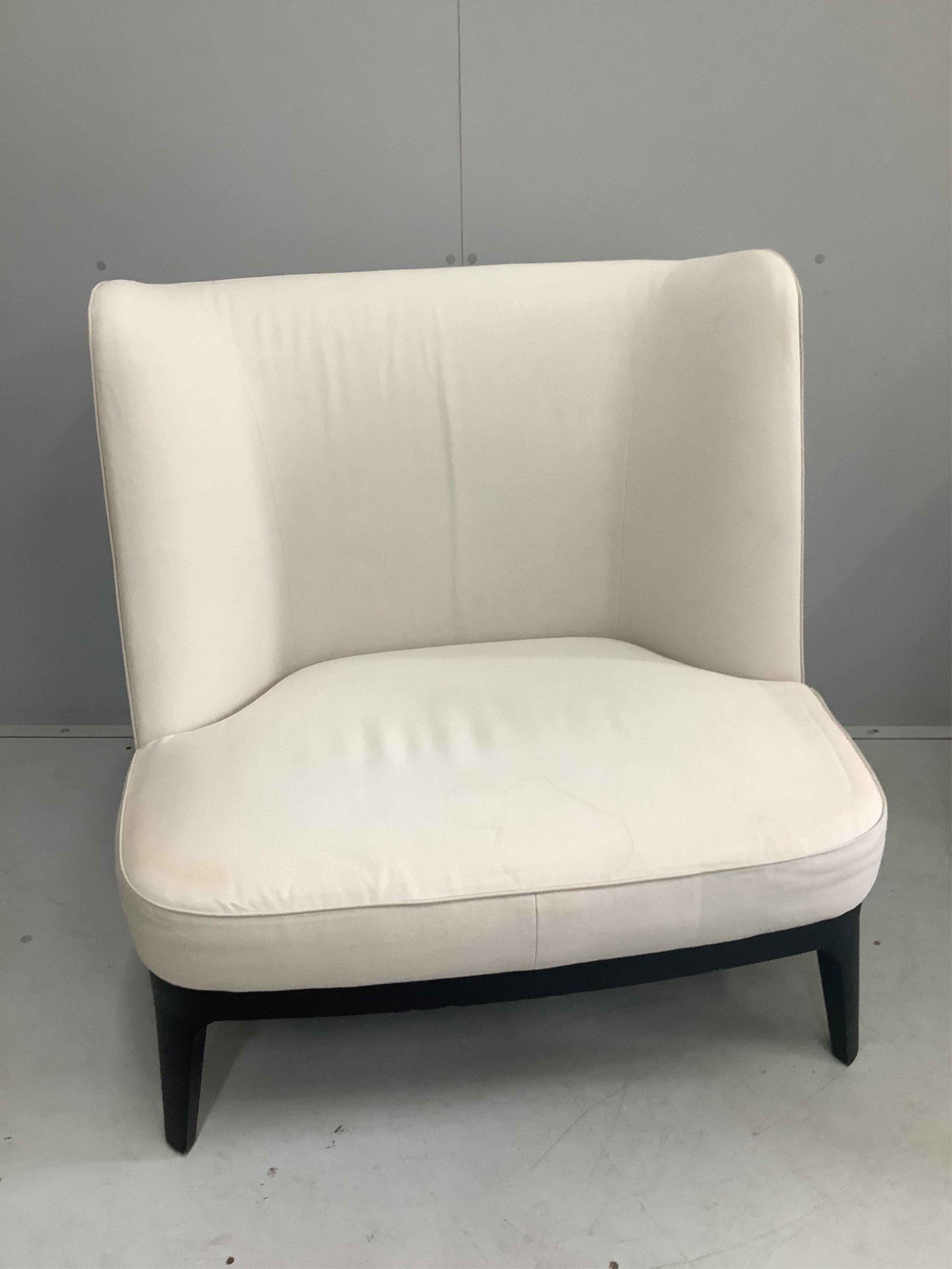 A pair of Contemporary Italian style upholstered chairs, width 94cm, depth 80cm, height 95cm